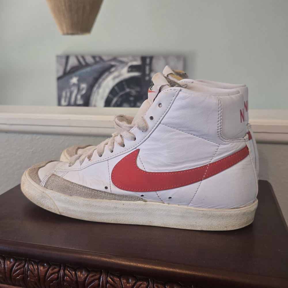 Nike High Top Blazers Red And White